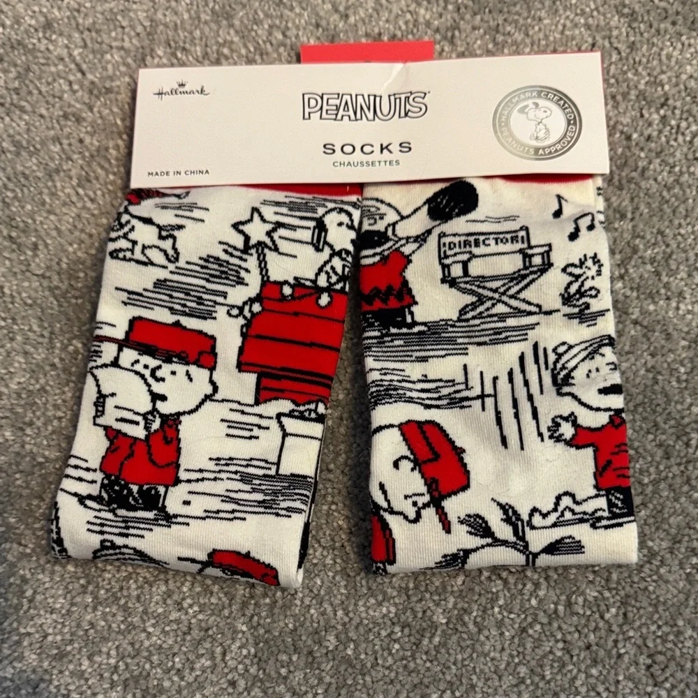 Peanuts Red and Black Character Socks - Picture 1 of 2